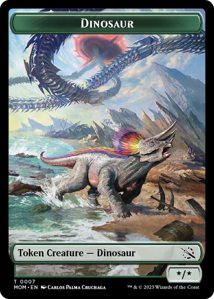 Soldier // Dinosaur Double-Sided Token [March of the Machine Tokens] | Exor Games Bridgewater