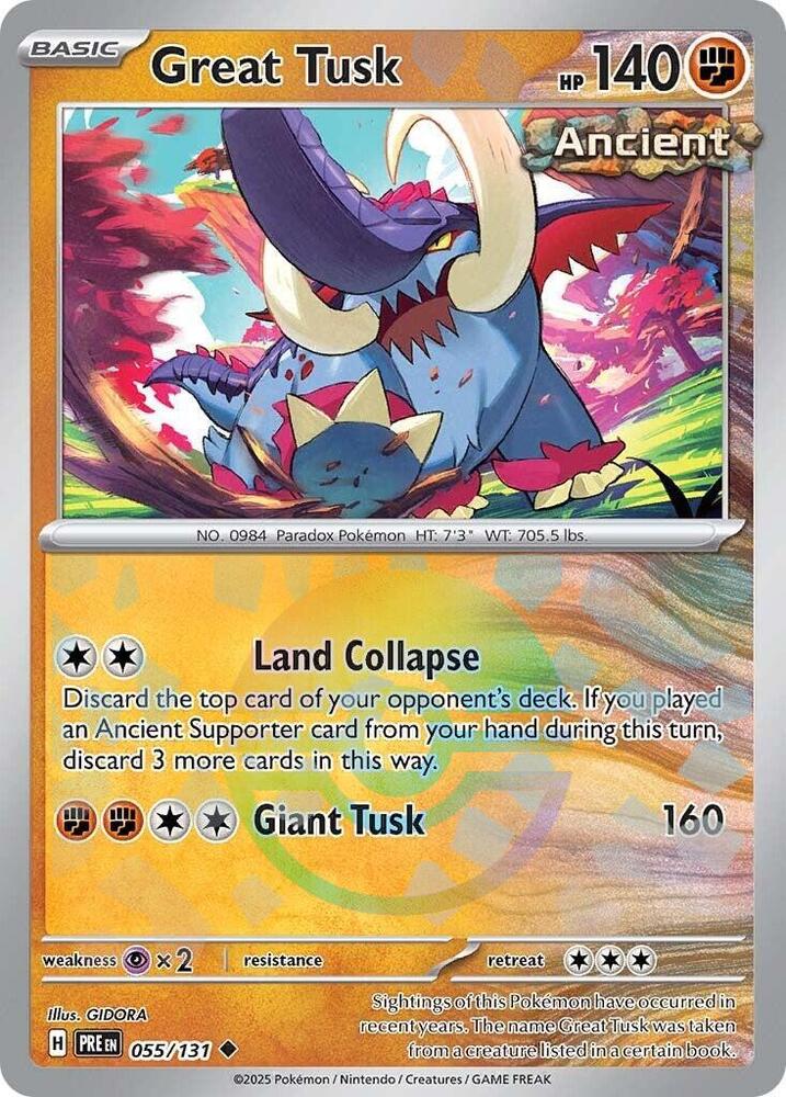 Great Tusk (055/131) (Poke Ball Pattern) [Scarlet & Violet: Prismatic Evolutions] | Exor Games Bridgewater