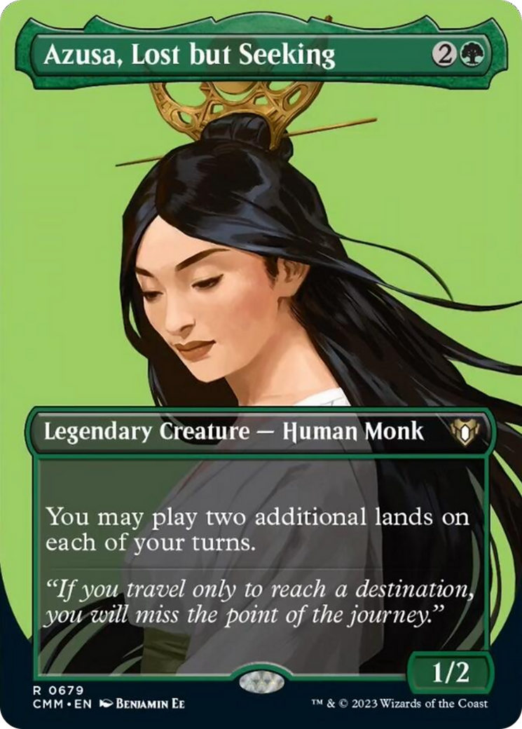 Azusa, Lost but Seeking (Borderless Profile) [Commander Masters] | Exor Games Bridgewater