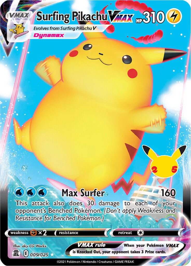 Surfing Pikachu VMAX (009/025) [Celebrations: 25th Anniversary] | Exor Games Bridgewater