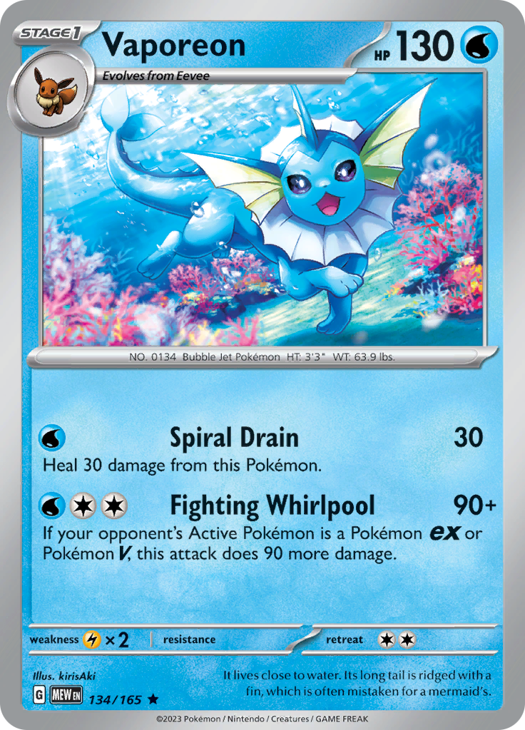 Vaporeon (134/165) [Scarlet & Violet: 151] | Exor Games Bridgewater