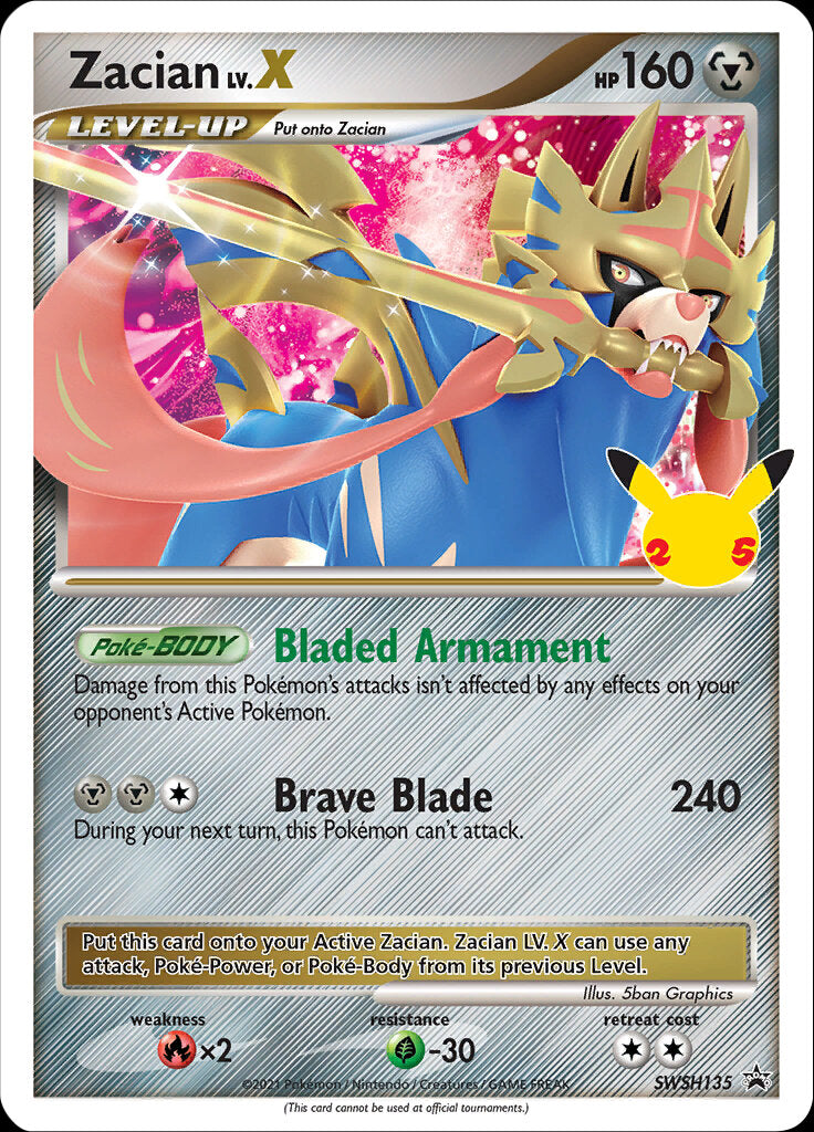 Zacian LV.X (SWSH135) (Celebrations) [Sword & Shield: Black Star Promos] | Exor Games Bridgewater