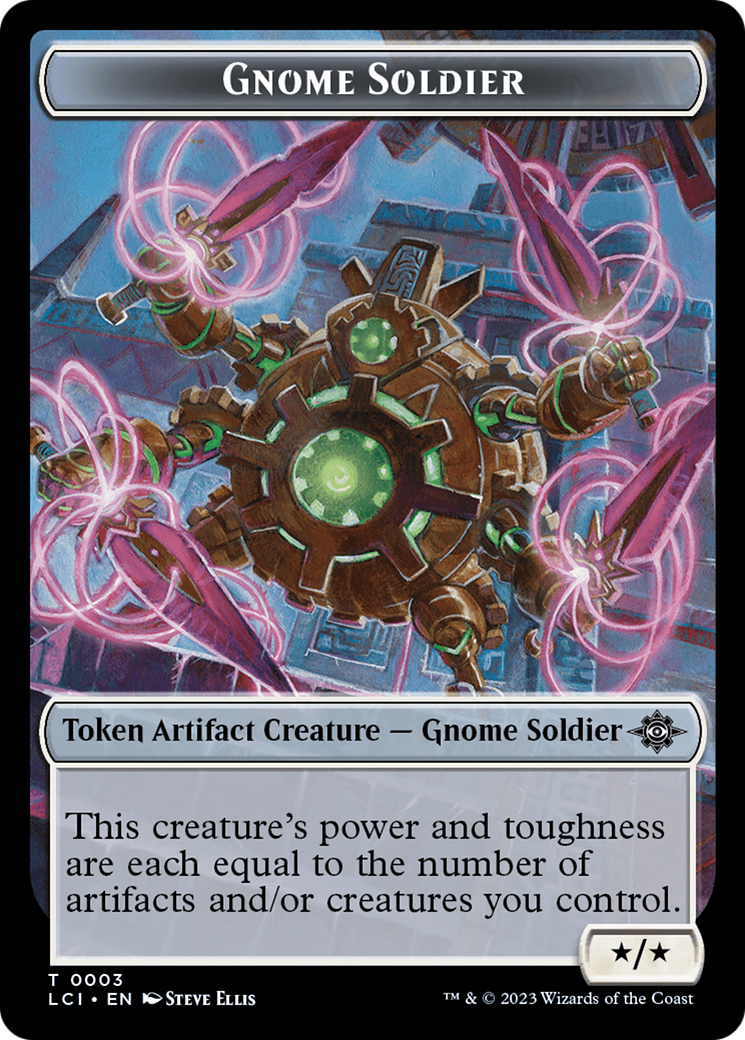 Fungus Dinosaur // Gnome Soldier Double-Sided Token [The Lost Caverns of Ixalan Tokens] | Exor Games Bridgewater