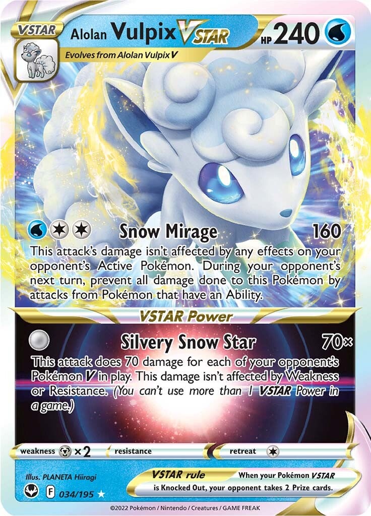 Alolan Vulpix VSTAR (034/195) [Sword & Shield: Silver Tempest] | Exor Games Bridgewater