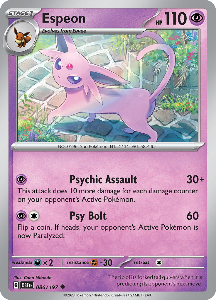 Espeon (086/197) [Scarlet & Violet: Obsidian Flames] | Exor Games Bridgewater