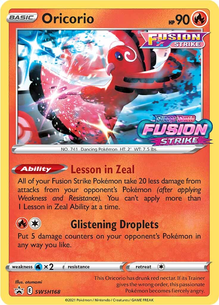 Oricorio (SWSH168) (Prerelease Promo) [Sword & Shield: Black Star Promos] | Exor Games Bridgewater