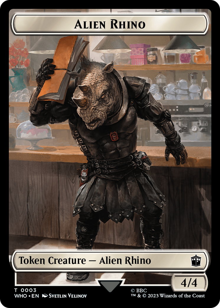 Alien Rhino // Mutant Double-Sided Token [Doctor Who Tokens] | Exor Games Bridgewater