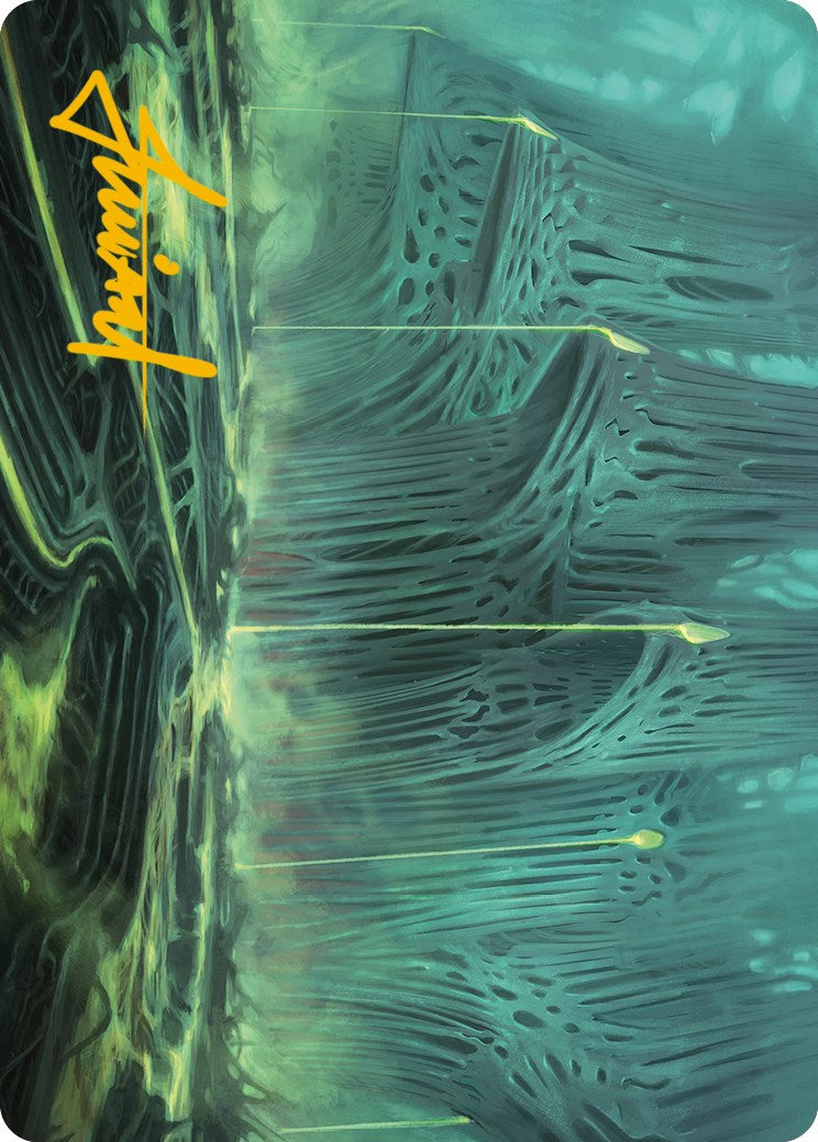 Swamp Art Card (Gold-Stamped Signature) [Phyrexia: All Will Be One Art Series] | Exor Games Bridgewater