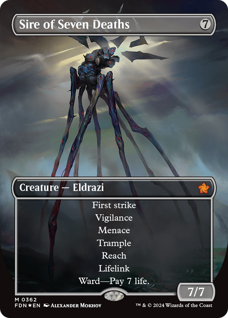 Sire of Seven Deaths (Borderless) (Mana Foil) [Foundations] | Exor Games Bridgewater