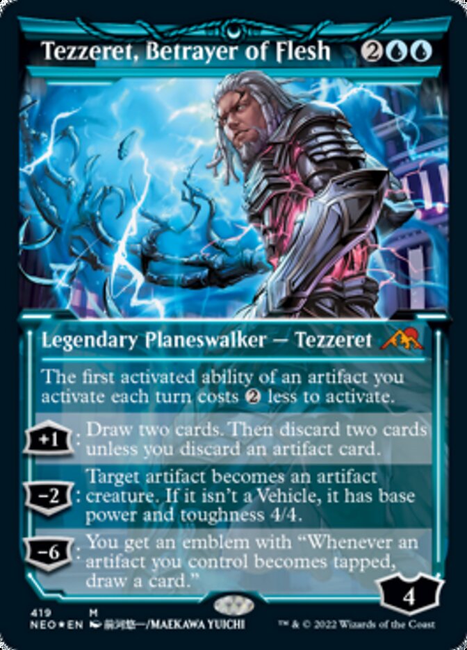 Tezzeret, Betrayer of Flesh (Showcase) (Foil Etched) [Kamigawa: Neon Dynasty] | Exor Games Bridgewater