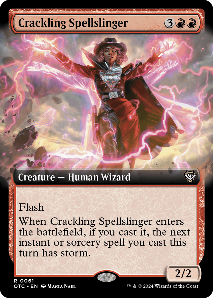 Crackling Spellslinger (Extended Art) [Outlaws of Thunder Junction Commander] | Exor Games Bridgewater