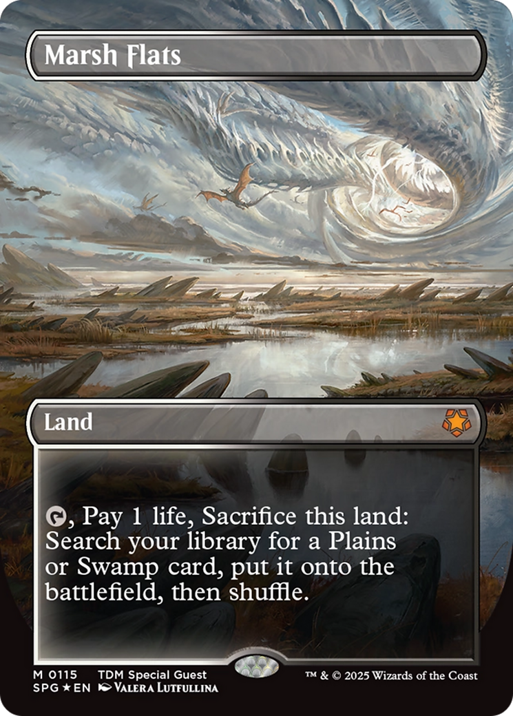 Marsh Flats (Borderless) (Dragonscale Foil) [Tarkir: Dragonstorm Special Guests] | Exor Games Bridgewater