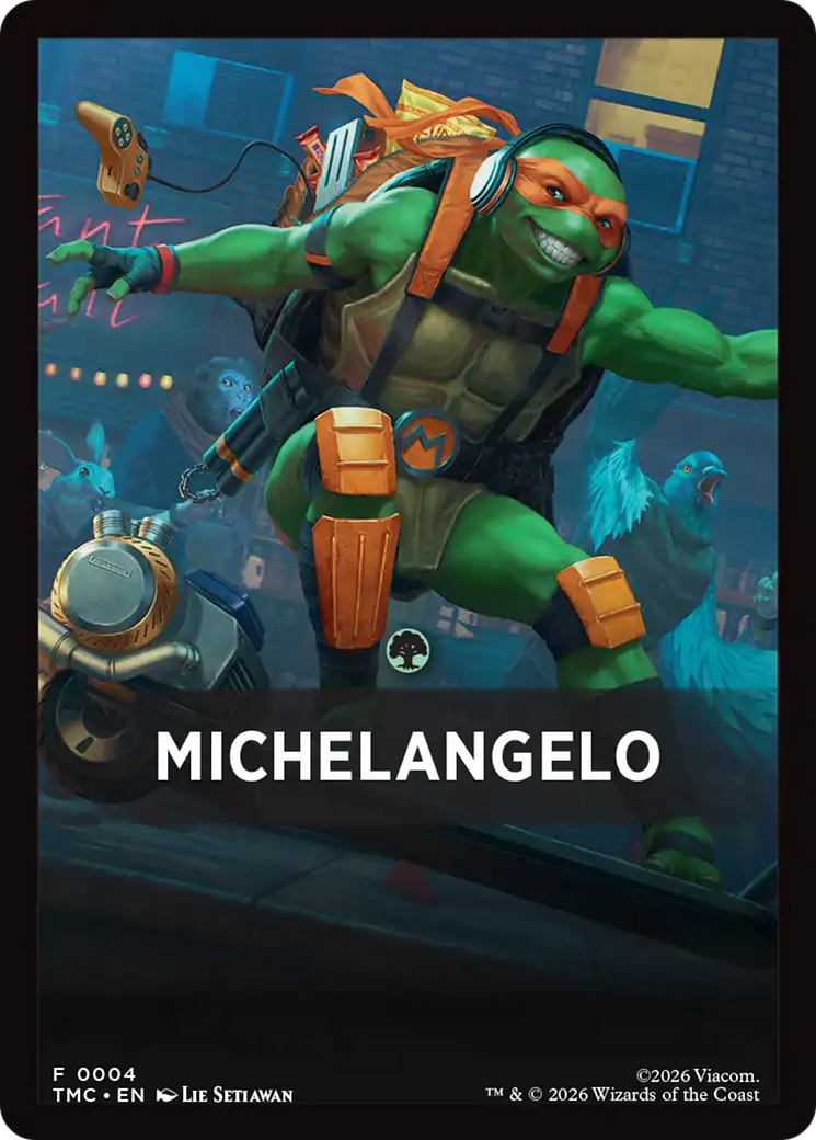 Michelangelo Theme Card [Teenage Mutant Ninja Turtles Commander Tokens] | Exor Games Bridgewater