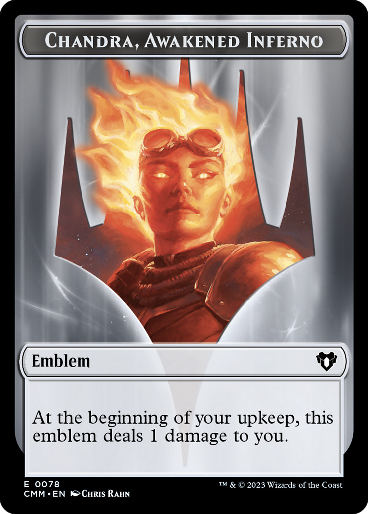 Chandra, Awakened Inferno Emblem // Wizard Double-Sided Token [Commander Masters Tokens] | Exor Games Bridgewater