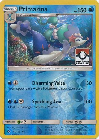 Primarina (41/149) (League Promo) [Sun & Moon: Base Set] | Exor Games Bridgewater