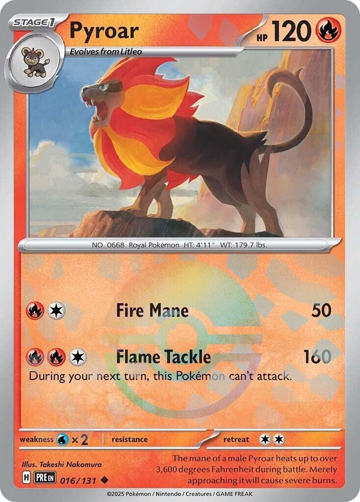 Pyroar (016/131) (Poke Ball Pattern) [Scarlet & Violet: Prismatic Evolutions] | Exor Games Bridgewater