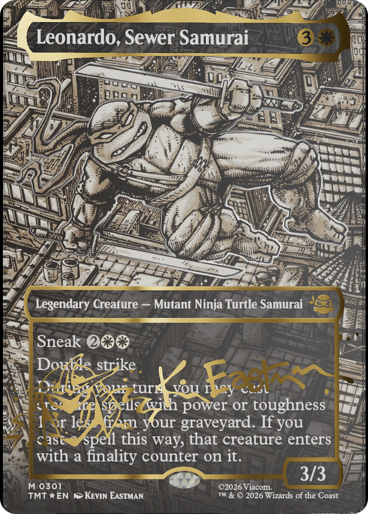 Leonardo, Sewer Samurai (Borderless) (Gold-Stamped Signature) [Teenage Mutant Ninja Turtles] | Exor Games Bridgewater