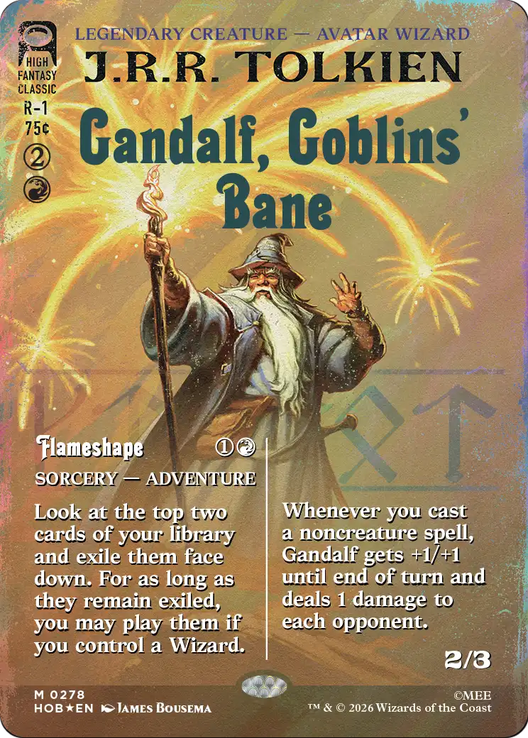 Gandalf, Goblins' Bane (Borderless) (Surge Foil) [The Hobbit] | Exor Games Bridgewater