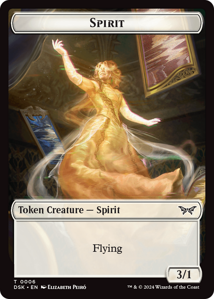 Spirit (0006) // Manifest Double-Sided Token [Duskmourn: House of Horror Tokens] | Exor Games Bridgewater