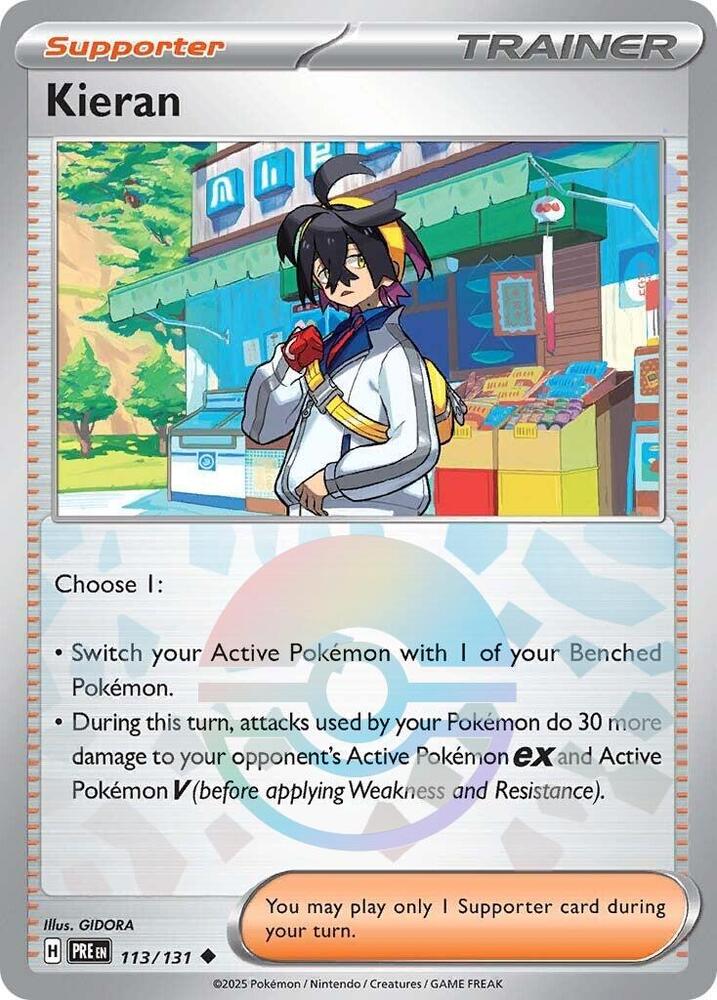 Kieran (113/131) (Poke Ball Pattern) [Scarlet & Violet: Prismatic Evolutions] | Exor Games Bridgewater