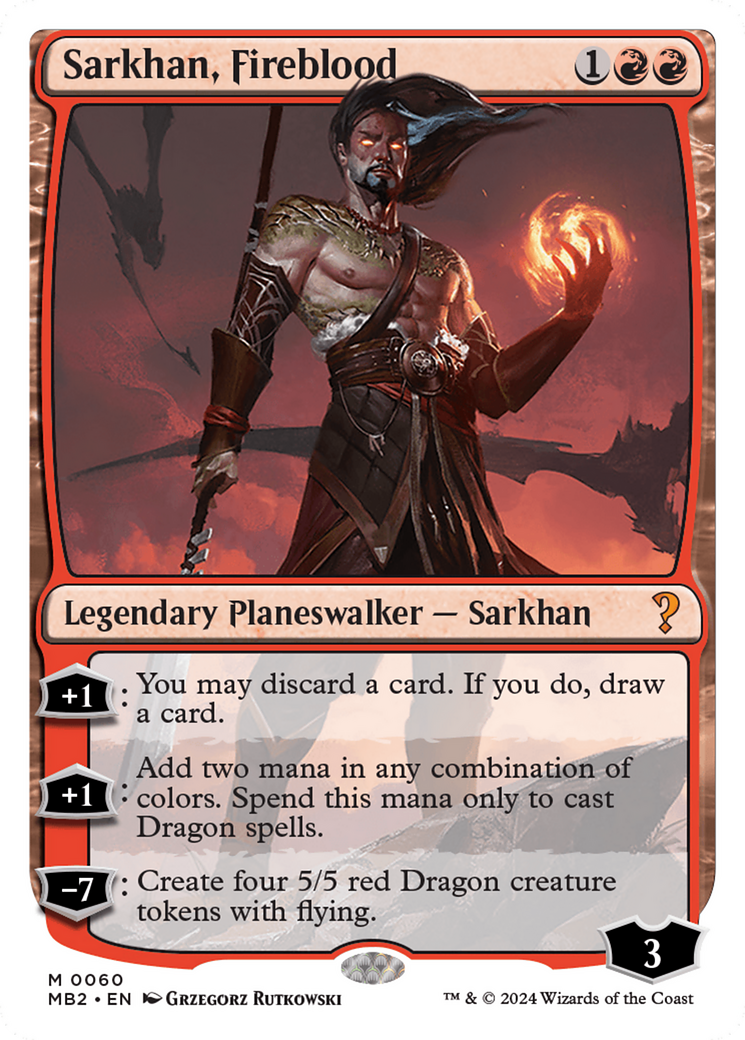 Sarkhan, Fireblood (White Border) [Mystery Booster 2] | Exor Games Bridgewater