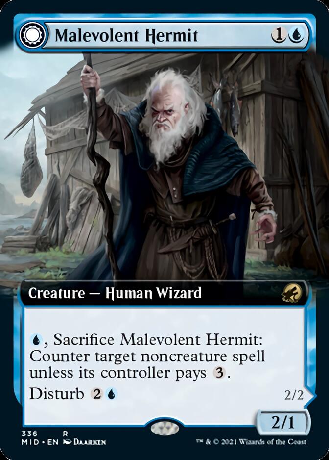 Malevolent Hermit // Benevolent Geist (Extended Art) [Innistrad: Midnight Hunt] | Exor Games Bridgewater