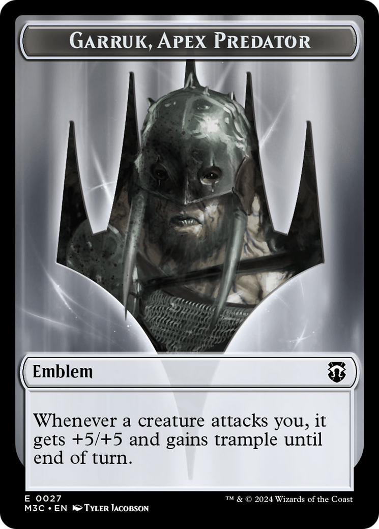 Garruk, Apex Predator Emblem // Saproling Double-Sided Token [Modern Horizons 3 Commander Tokens] | Exor Games Bridgewater