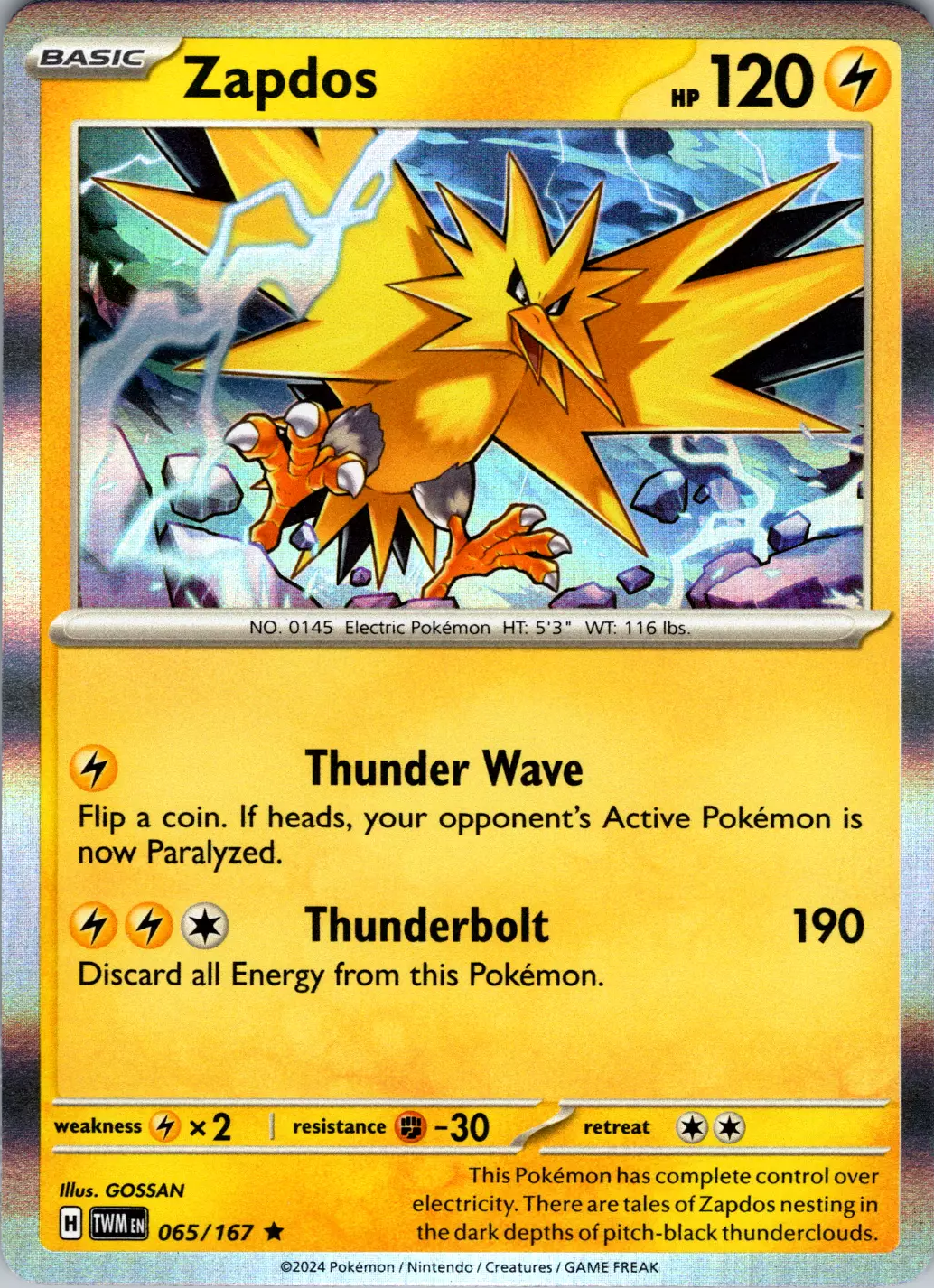 Zapdos (065/167) [Scarlet & Violet: Twilight Masquerade] | Exor Games Bridgewater