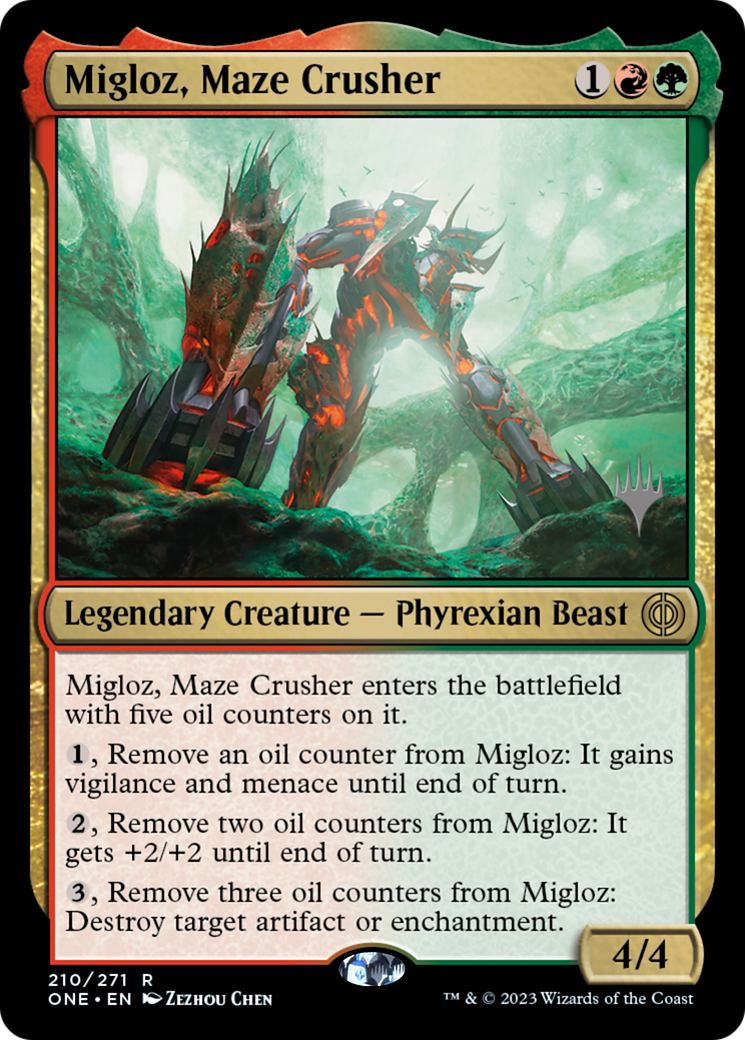 Migloz, Maze Crusher (Promo Pack) [Phyrexia: All Will Be One Promos] | Exor Games Bridgewater