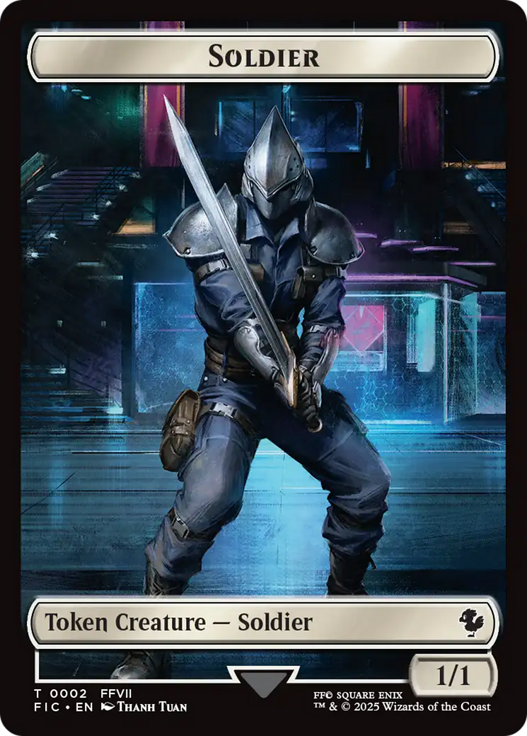 Soldier // Rebel Double-Sided Token (Surge Foil) [FINAL FANTASY Commander Tokens] | Exor Games Bridgewater