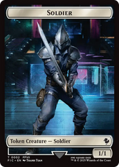Soldier // Rebel Double-Sided Token (Surge Foil) [FINAL FANTASY Commander Tokens] | Exor Games Bridgewater