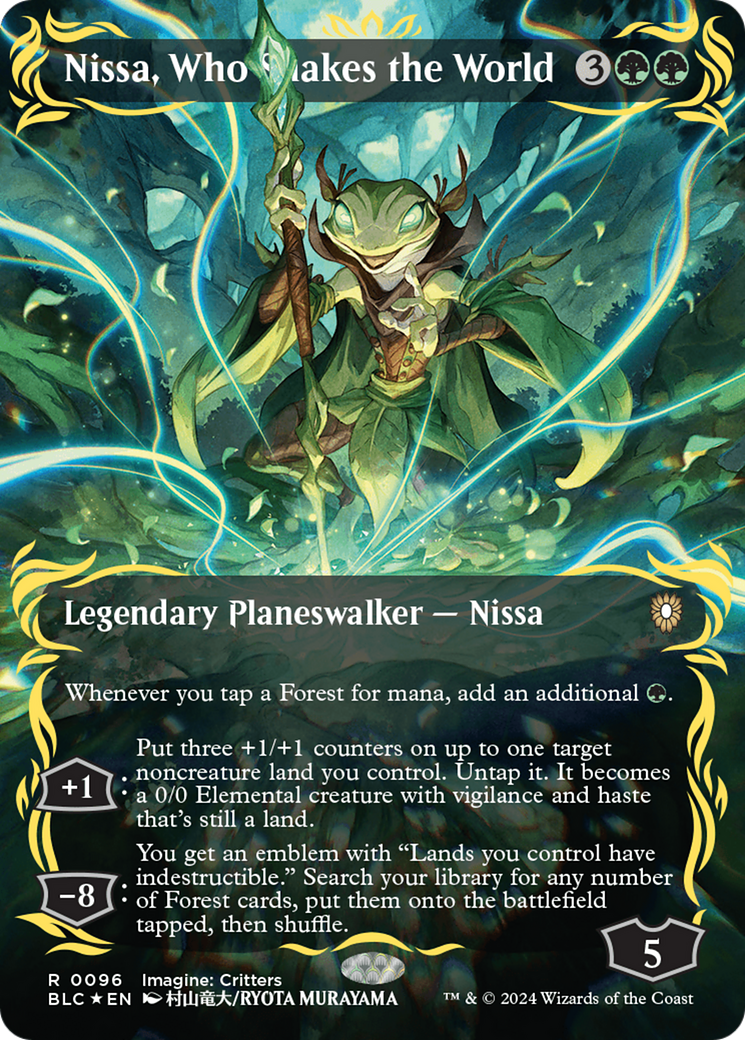 Nissa, Who Shakes the World (Borderless) (Raised Foil) [Bloomburrow Commander] | Exor Games Bridgewater