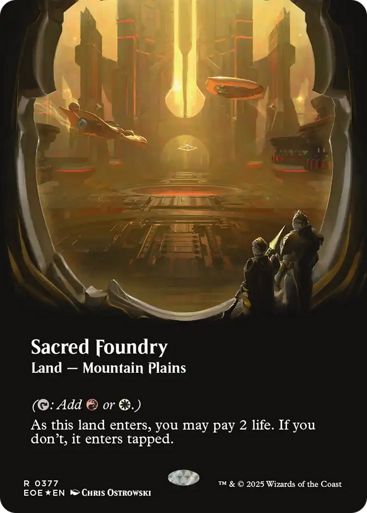 Sacred Foundry (Borderless) (Galaxy Foil) [Edge of Eternities] | Exor Games Bridgewater