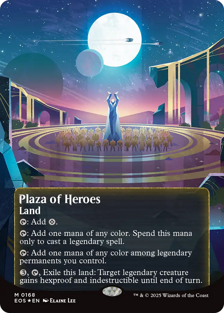 Plaza of Heroes (0168) (Borderless) (Galaxy Foil) [Edge of Eternities: Stellar Sights] | Exor Games Bridgewater