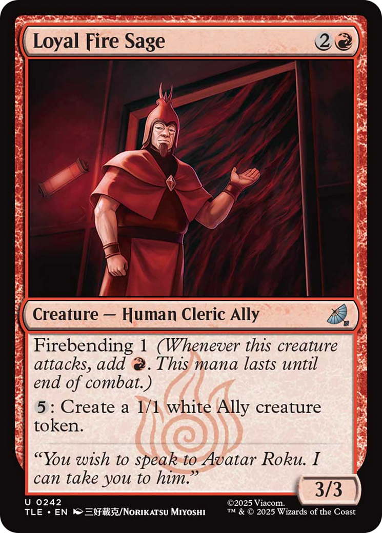 Loyal Fire Sage [Avatar: The Last Airbender: Eternal-Legal] | Exor Games Bridgewater