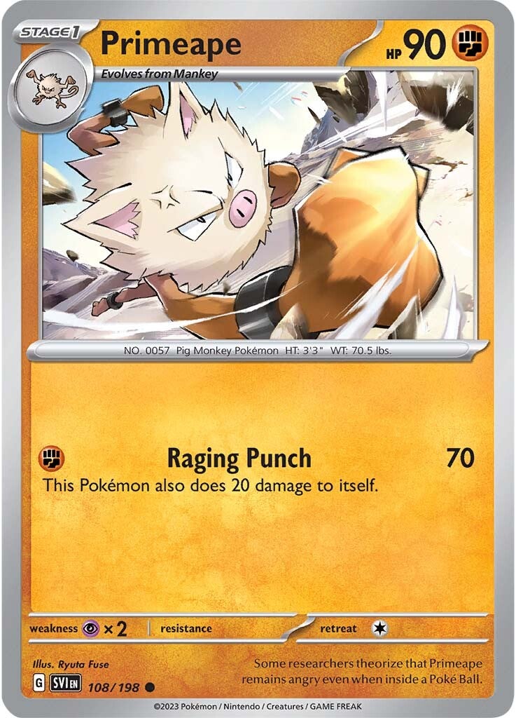 Primeape (108/198) [Scarlet & Violet: Base Set] | Exor Games Bridgewater