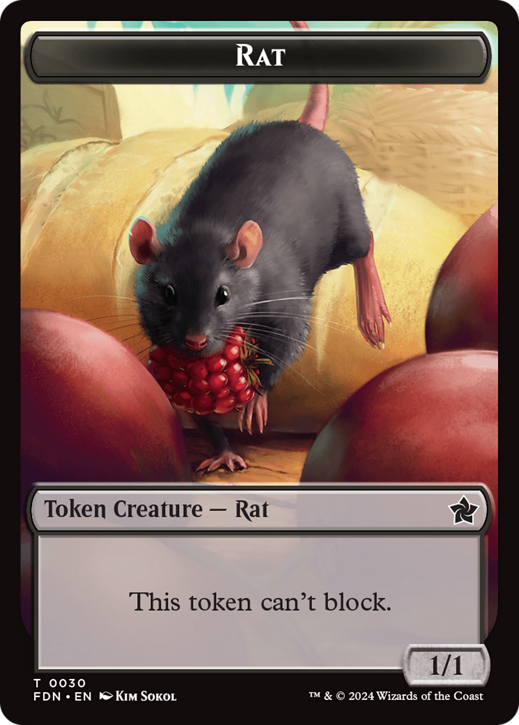 Elf Warrior // Rat (0030) Double-Sided Token [Foundations Tokens] | Exor Games Bridgewater