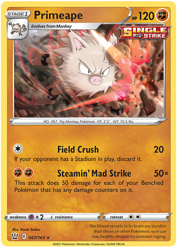 Primeape (067/163) [Sword & Shield: Battle Styles] | Exor Games Bridgewater