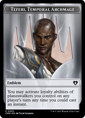 Clue // Emblem - Teferi, Temporal Archmage Double-Sided Token [Commander Masters Tokens] | Exor Games Bridgewater