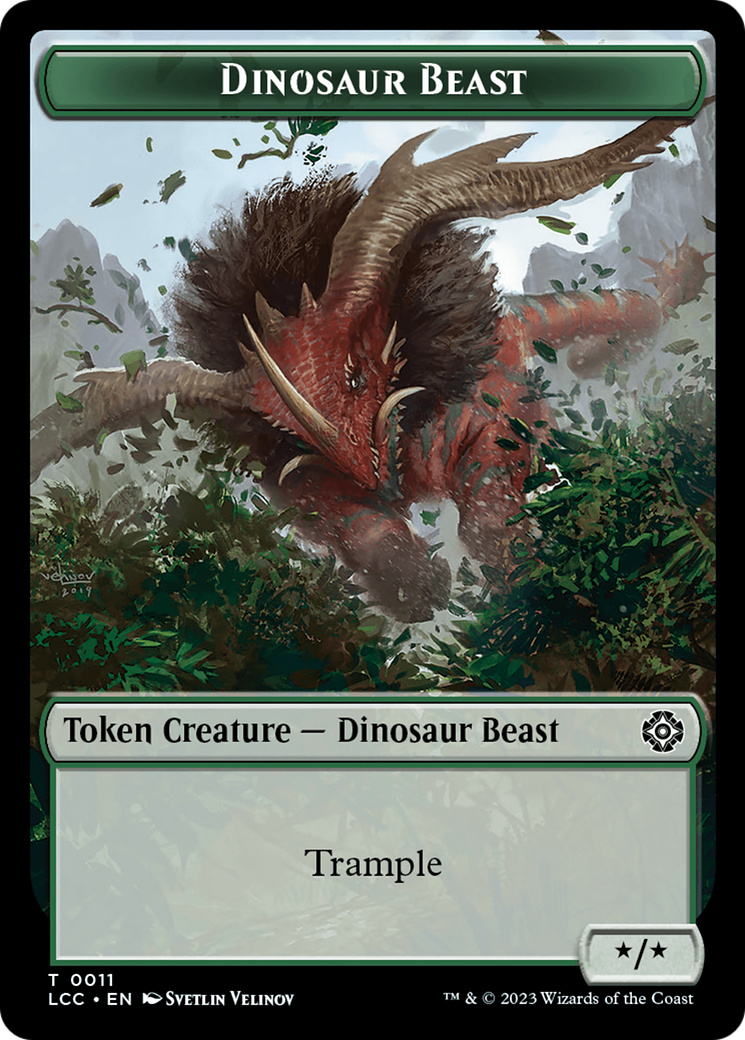 Dinosaur Beast // Dinosaur Double-Sided Token [The Lost Caverns of Ixalan Commander Tokens] | Exor Games Bridgewater