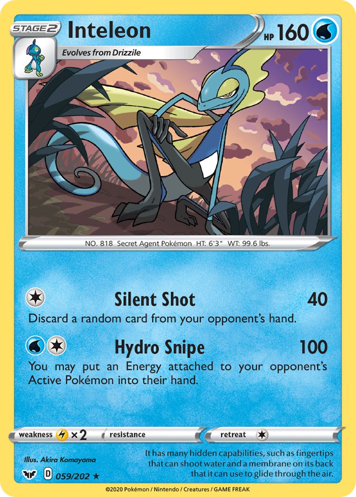 Inteleon (059/202) (Cracked Ice Holo) (Theme Deck Exclusive) [Sword & Shield: Base Set] | Exor Games Bridgewater