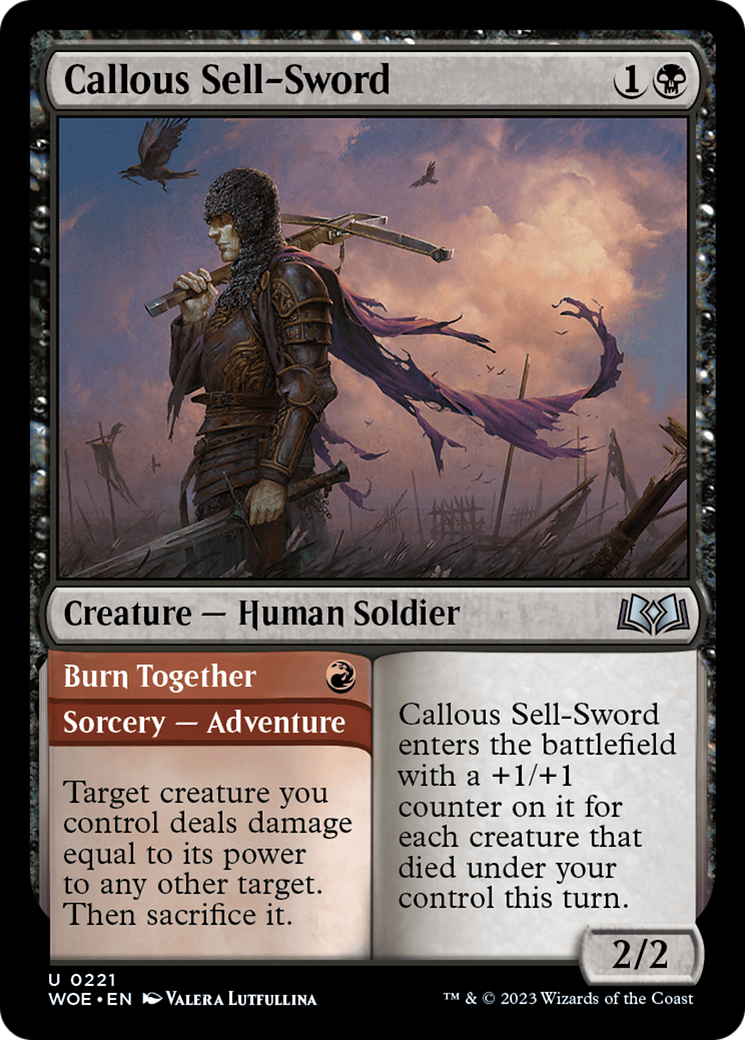 Callous Sell-Sword // Burn Together [Wilds of Eldraine] | Exor Games Bridgewater