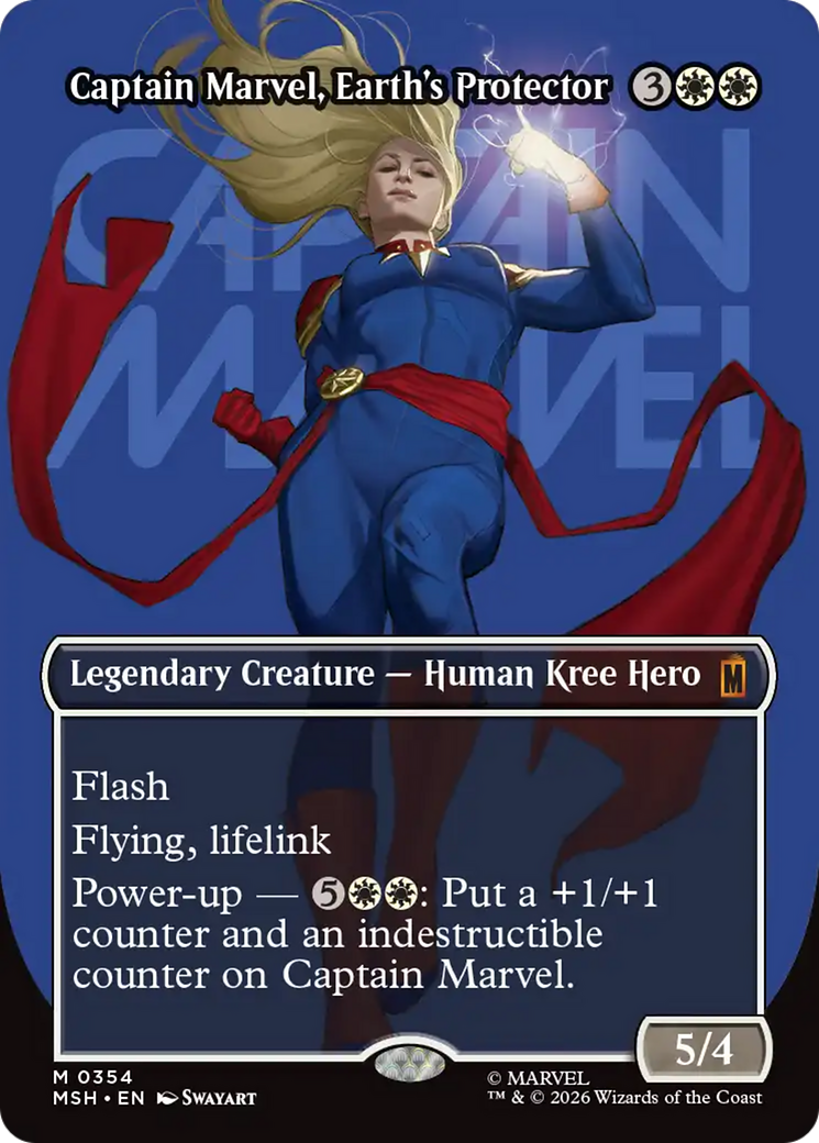 Captain Marvel, Earth's Protector (Borderless) (0354) [Marvel Super Heroes] | Exor Games Bridgewater