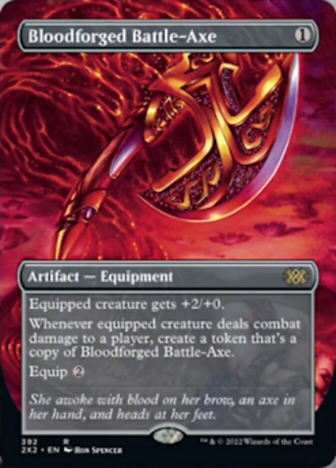 Bloodforged Battle-Axe (Borderless Alternate Art) [Double Masters 2022] | Exor Games Bridgewater