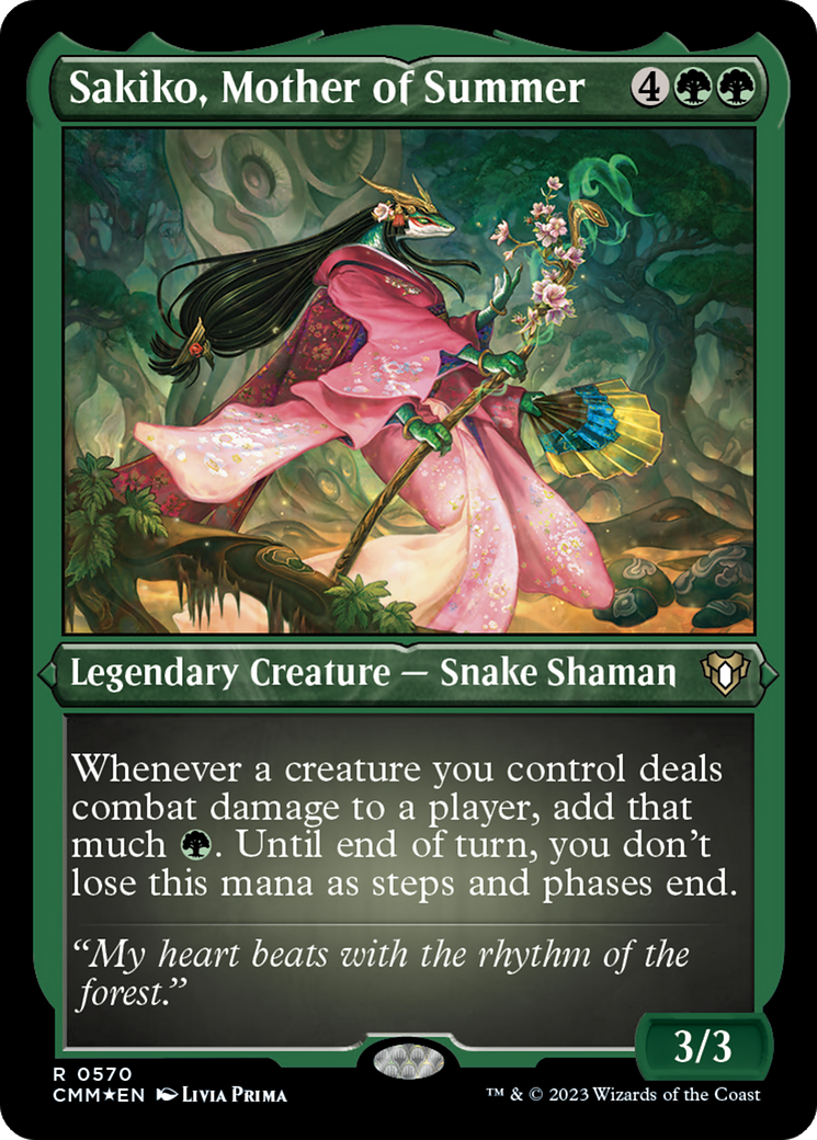 Sakiko, Mother of Summer (Foil Etched) [Commander Masters] | Exor Games Bridgewater