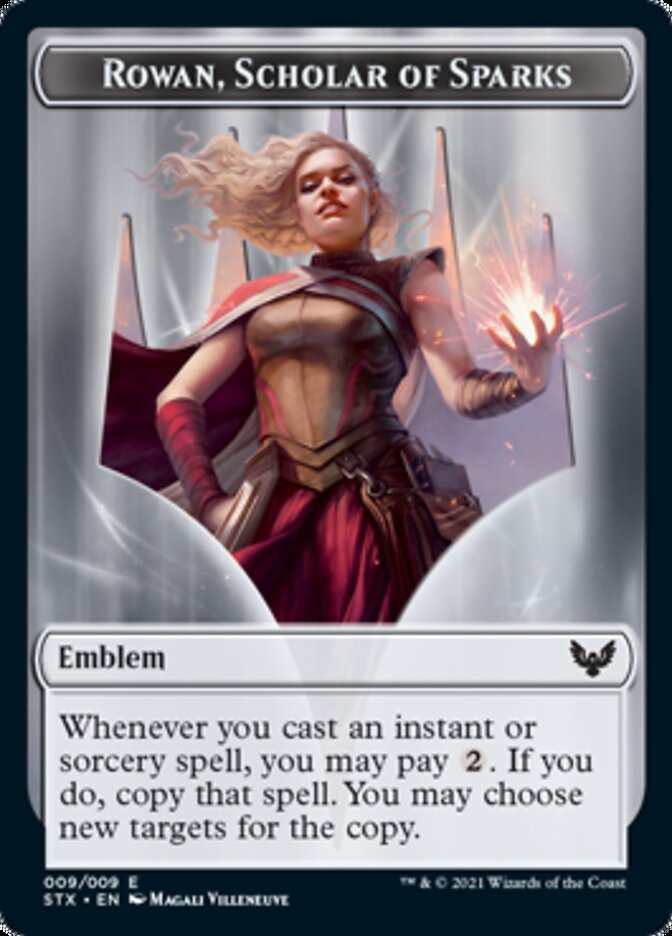 Fractal // Rowan, Scholar of Sparks Emblem Double-Sided Token [Strixhaven: School of Mages Tokens] | Exor Games Bridgewater