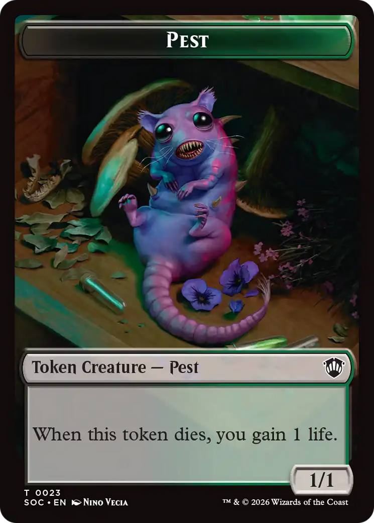 Saproling // Pest (0023) Double-Sided Token [Secrets of Strixhaven Commander Tokens] | Exor Games Bridgewater