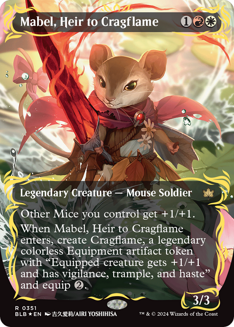 Mabel, Heir to Cragflame (Borderless) (Raised Foil) [Bloomburrow] | Exor Games Bridgewater