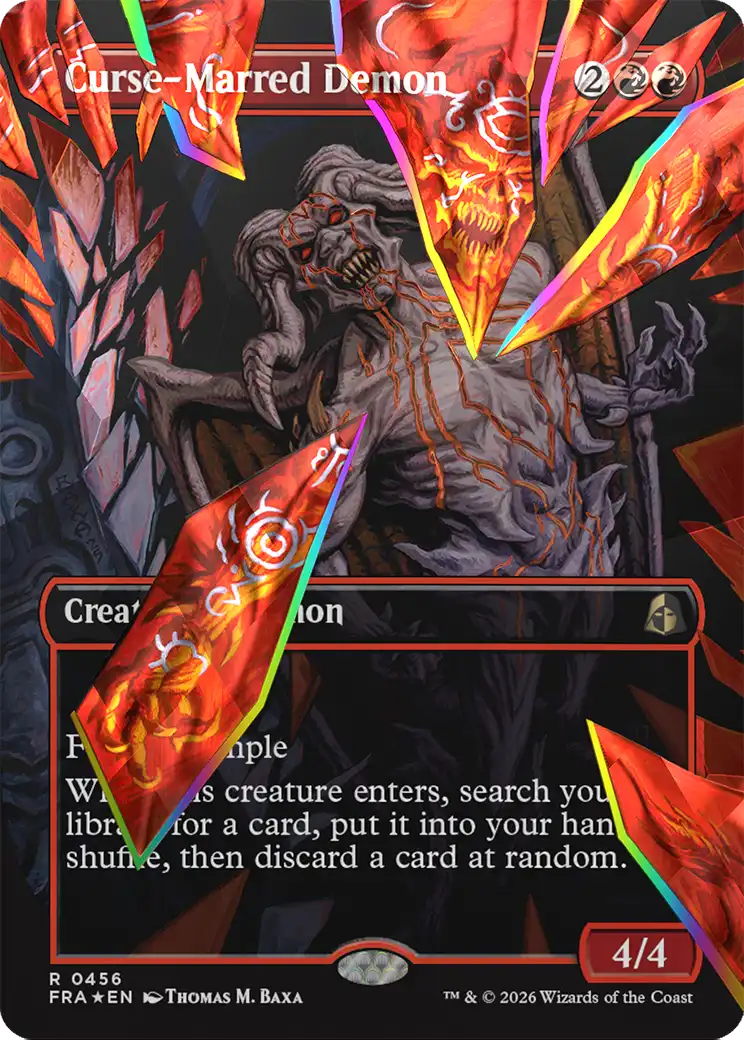 Curse-Marred Demon (Borderless) (Facet Foil) [Reality Fracture] | Exor Games Bridgewater
