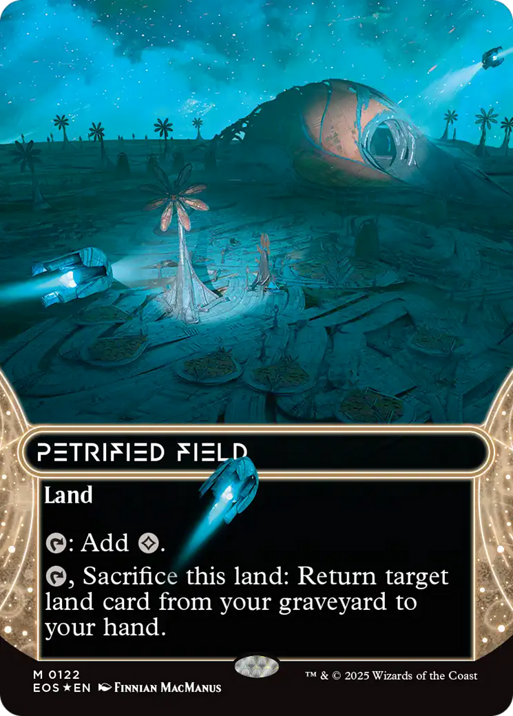 Petrified Field (0122) (Borderless) (Galaxy Foil) [Edge of Eternities: Stellar Sights] | Exor Games Bridgewater